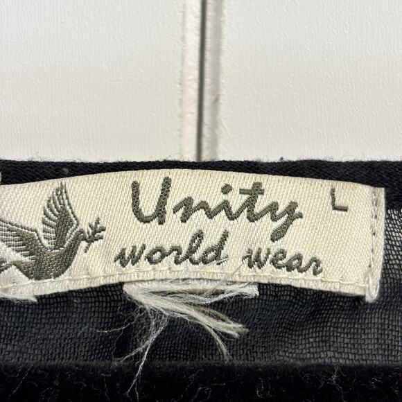 Unity World Wear Black Floral Sheer Blouse Women Large Knit Web Boho Beachy Chic - Picture 7 of 9